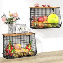 2 Pack Fruit Basket For Kitchen Storage Large, Wall Mounted Hanging Bask... - £42.31 GBP