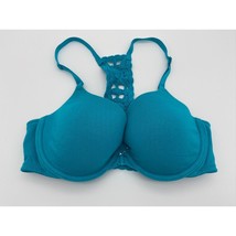 Victoria&#39;s Secret Lined Demi Front Close Teal Green Crochet Underwire Br... - £16.94 GBP