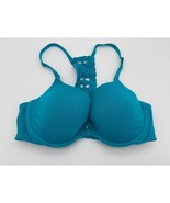Victoria&#39;s Secret Lined Demi Front Close Teal Green Crochet Underwire Br... - £16.87 GBP