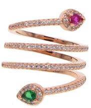  latesst design long snake ring with full micro paved green red cz fashion women silver thumb200