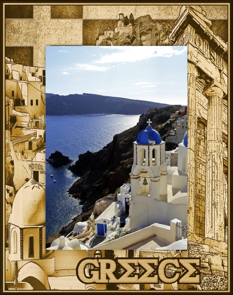 Greece Laser Engraved Wood Picture Frame Portrait (3 x 5) - $25.99