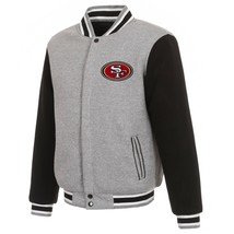 NFL San Francisco 49ers  Reversible Full Snap Fleece Jacket JHD 2 Front Logos - £95.91 GBP