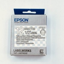epson lk-4twn white on clear transparent tape 1/2 inc x 30ft brand new - $21.77