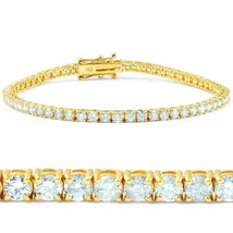 7.25&quot; Round Cut D/VVS1 Diamond Tennis Bracelet 14k Yellow Gold Over 7 Ct Ladies - £157.62 GBP