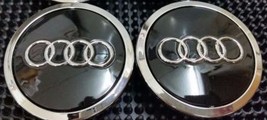 4 pcs, AUDI , Nero, Cromo logo centrale, ruota coprimozzo, 70mm,A3,A4,A5 - £13.14 GBP