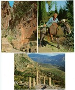 3 Postcards Greece Delphi Apollo Temple Kastalia Spring Woman w Donkey U... - £3.99 GBP