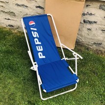 Vintage PEPSI COLA Soda Promo Adverstising Folding Beach Lounge Lawn Chair Blue - £38.84 GBP