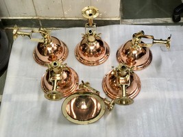 Nautical Marine Cargo Smooth Brass &amp; Copper Pendant/Ceiling/Hanging Light 6 Pcs - £876.12 GBP