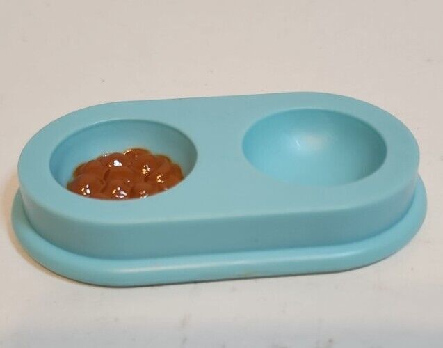 Primary image for Vtg 1993 Fisher Price Loving Family Dollhouse Blue Cat or Dog Pet Food Dish Bowl
