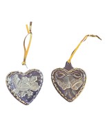 2 MIKASA Crystal Heart Shape Ornaments Relief Etched With Bells, Cardina... - £7.00 GBP