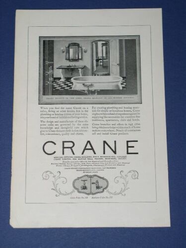 Crane Plumbing National Geographic Magazine Ad Vintage 1924 - $14.99