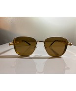 Men's futuristic style sunglasses with brown lenses and gold wire frame. - $10.00