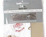 BathSimple Eiffel Tower Theme Taupe 14 Pc Bath Set Shower Curtain Hooks ... - $38.99