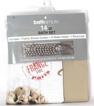 BathSimple Eiffel Tower Theme Taupe 14 Pc Bath Set Shower Curtain Hooks ... - £30.55 GBP