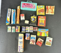 Vintage Dollhouse Play house ￼Canned Groceries Candy Milk, Cereal Lot Of 23 - £18.76 GBP