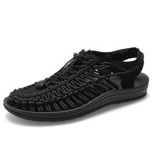 Male Handmade Weave Seaside Beach Man Elastic Sandals Summer Sandals Men Shoes D - £38.20 GBP