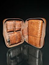 Brizard and Co Traveler Ostrich Antique Saddle with cutter and lighter NIB image 9