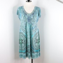 One World Women&#39;s M Blue Embellished Ornate Polyester Stretch Dress w/ Defect - £8.04 GBP
