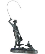 Sculpture Statue Fly Fishing Trout Fisherman Windler Hand Painted OK Cas... - £376.93 GBP