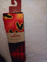 Levi&#39;s Black Red Black Paisley Flames Western Bandana Handkerchiefs 3 Pack Nip - $8.41