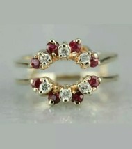 0.50ct Red Ruby Simulated Diamond Enhancer Wrap Ring 14K Yellow Gold Plated - £65.44 GBP