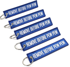 Rotary13B1 Remove Before PEW PEW Chamber Safety Key Chains - Blue - 5 Pieces image 5