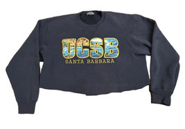 University Of California Santa Barbara Cropped Crewneck UCSB Blue Pullover Sz M - $18.52
