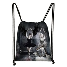 Elegent Ballet Dancing Girls Drawstring Bag Women Fashion Storage Bags Teenager  - £93.33 GBP