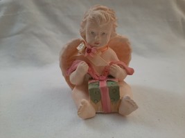 Russ Berrie #15706 &quot;ANGELS OF LOVE&quot; Rose Pink Figurine - Angel With Present - £4.72 GBP