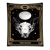 Anyhouz Tapestry Black Yellow Moon 230X180 cm Tarot Card Psychedelic Scene Art H - £46.58 GBP