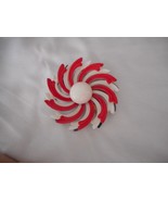 Vintage Estate Costume Pinwheel Brooch Pin Patriotic White red Blue Enamel - $20.80