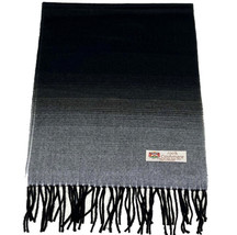 Men Women 100% Cashmere Scarf Wrap Made In England Black Fade Gray #1008... - £15.56 GBP