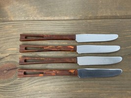 Lot Of 4 Vintage Stanhome Knives Stainless MCM Bakelite Swirl Handles Stanley - $24.70