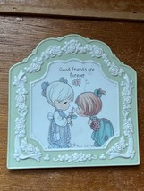 Enesco Precious Moments Small Light Green Ceramic Tile w GOOD FRIENDS AR... - £9.02 GBP