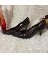 Vintage High Heels Jasmine Brown Snake Skin w Cutout Detail Pumps Women&#39;s 7 - $16.77 CAD