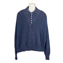 VTG St John&#39;s Bay Blue Pullover Sweater Top Button Big Reg 2XL 100% Cotton 50/52 - £17.83 GBP