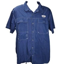 Columbia Vented Fishing Shirt Mens 2X XXL Dark Blue Button Up Short Sleeve - $24.74