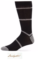 Saks Fifth Avenue Cotton Men&#39;s Italy Black Gray Stripes Soft Socks Sz 10-13 - $12.98