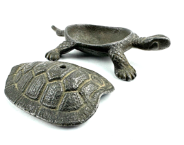 4.5&quot; Cast Iron Turtle Tortoise Shaped Trinket Box / Inscent  Burner Holes - £18.98 GBP