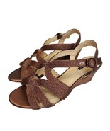 Alex Marie Womens Shoes Sz 9.5 M Heels Strappy Bronze Woven Wedge Day Ev... - £18.55 GBP
