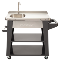 Outdoor Cooking Station Sink + Faucet Portable BBQ Prep Table Grill Serving Cart - £565.77 GBP