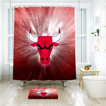 Chicago Bulls 01 Shower Curtain Bath Mat Bathroom Waterproof Decorative - £17.18 GBP+