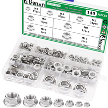 140PCS 304 Stainless Steel Hex Flange Nuts Assortment Kit - M3 to M12 - €13,91 EUR