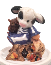 Mary&#39;s Moo Moos Halloween Figurine Who-o-o Are Moo-o-o? Cow Skeleton Owl 1996  - £15.39 GBP