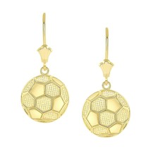 10K or 14K Solid Gold Soccer Ball Fútbo Leverback Earrings - Yellow, Rose, White - £214.96 GBP+