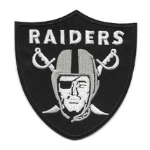 OAKLAND RAIDERS IRON ON PATCH 3.75&quot; Las Vegas Football Embroidered Appli... - $92.47 MXN