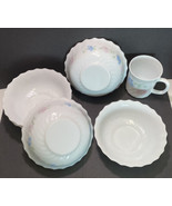 6 Arcopal Bowl CHLOE Pattern France Scalloped Pink Blue Flower Soup Cere... - £29.41 GBP