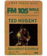 Ted Nugent Cloth Back Stage Pass July 15 1981 Charleston South Carolina - £35.24 GBP