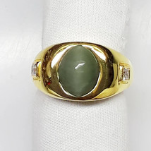 Natural Cats Eye Ring Statement Handmade Birthstone Ring For Men Gold Palleted - £119.79 GBP