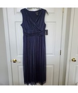 Womens Petite 12P Maxi Dress Gown Navy Blue Sparkle Glitter EnFocus Line... - £31.23 GBP